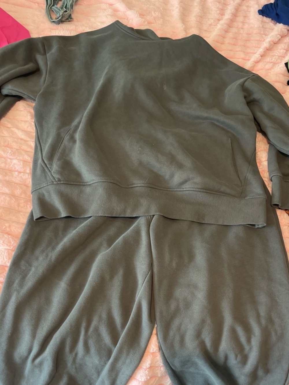 Balance Collection Olive Green Two-Piece Sweatshirt and Sweatpants Set